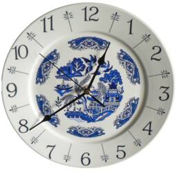 Blue Willow Pattern Wall Clock. Large Ceramic Clock