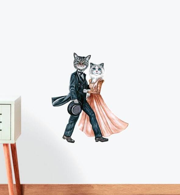 Miss Doll & Mr Grey Wall Sticker Decal - Dogs & Pets Stickers, Art, Decals, Kids Animals Decals