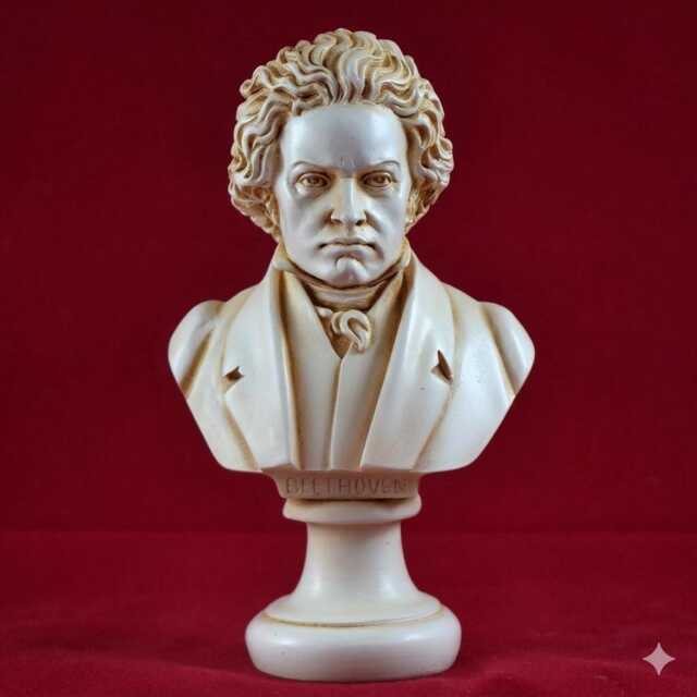 Beethoven Bust Statue Greek Aged Patina 16 cm 6, 3 Inch - image 1