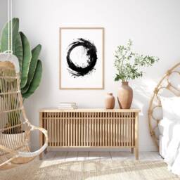 Black Zen Circle Enso On White Backdrop Printed Wall Art A3 A4 Minimalist Asian Calligraphy Japanese Decor Gift - thumbnail 3