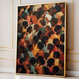 Crowd Of Women Art Print - Earth Tones Sisterhood Wall Decor Black Gallery Poster Empowered Female Modern Abstract Painting - thumbnail 2