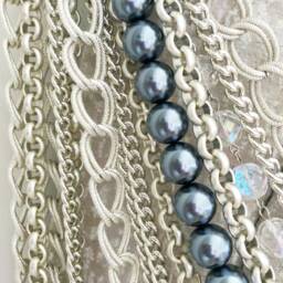 Multistrands Swarovski & Silver Chains Tieback, Crystals Glass Pearls Tie Back - thumbnail 4