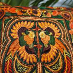 Hmong Embroidered Cushion Cover, Bohemian Pillow From Thailand - Cs101Yelb - thumbnail 3