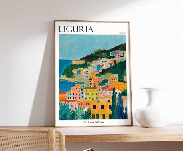 Liguria Italy Travel Poster Italian Riviera Wall Art - image 1