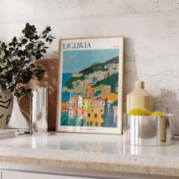 Liguria Italy Travel Poster Italian Riviera Wall Art - thumbnail 2