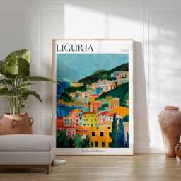 Liguria Italy Travel Poster Italian Riviera Wall Art - thumbnail 3