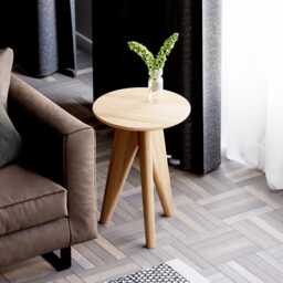 Solid Oak Round End Table Modern Minimalist Side Table - thumbnail 3