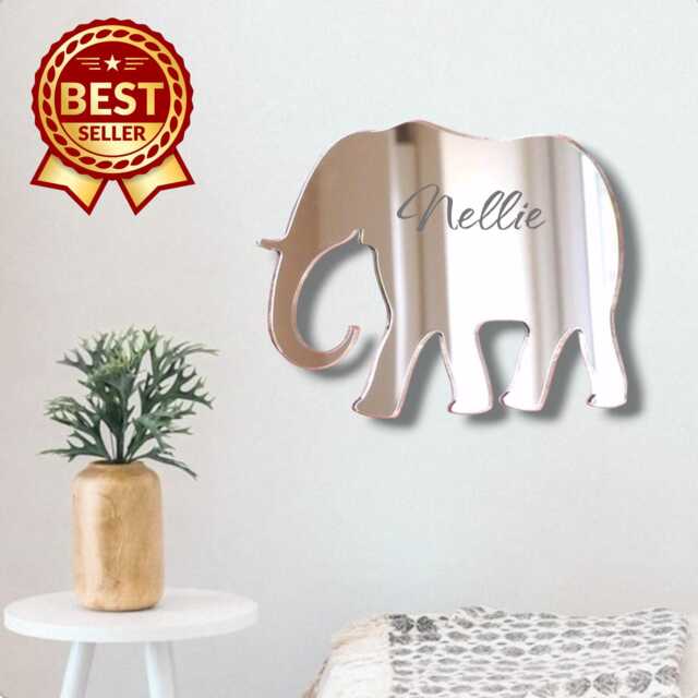 Elephant Acrylic Mirror Wall Art Personalized Engraving - image 1