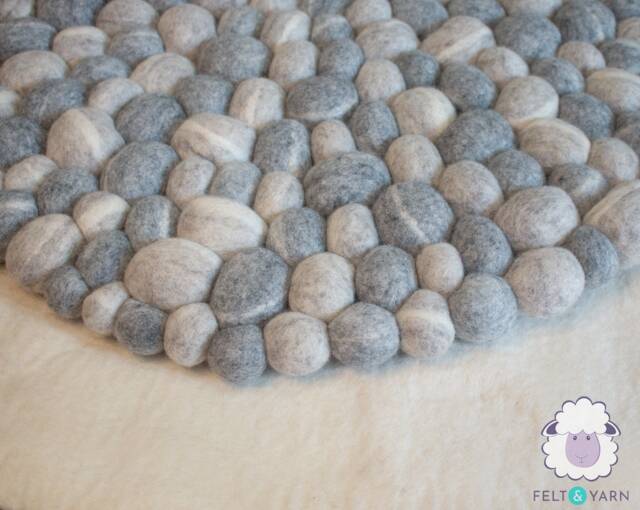 stone Pebble Rug - Felt Round Bedroom Decor Bath Mats Natural Nursery Made With Fair Trade - image 1
