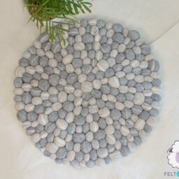 stone Pebble Rug - Felt Round Bedroom Decor Bath Mats Natural Nursery Made With Fair Trade - thumbnail 3