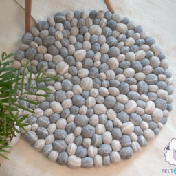 stone Pebble Rug - Felt Round Bedroom Decor Bath Mats Natural Nursery Made With Fair Trade - thumbnail 2