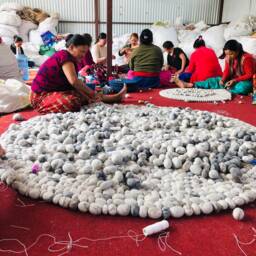 stone Pebble Rug - Felt Round Bedroom Decor Bath Mats Natural Nursery Made With Fair Trade - thumbnail 4