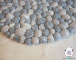 stone Pebble Rug - Felt Round Bedroom Decor Bath Mats Natural Nursery Made With Fair Trade - thumbnail 1