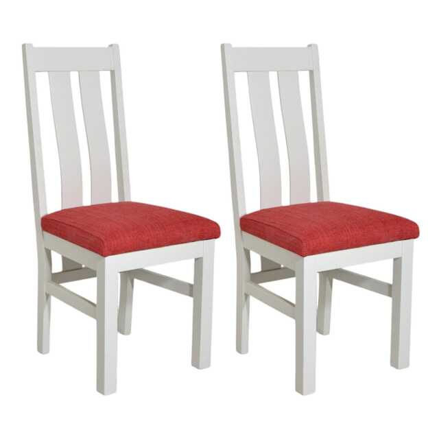 Solid Built White Oak Dining Chair With Red Pad - image 1