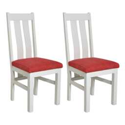 Solid Built White Oak Dining Chair With Red Pad