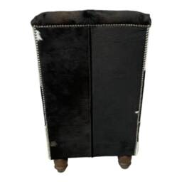 Bedroom Chair With Seat Storage - Black/White/Brown Shades Of Genuine Cow Hide - thumbnail 3