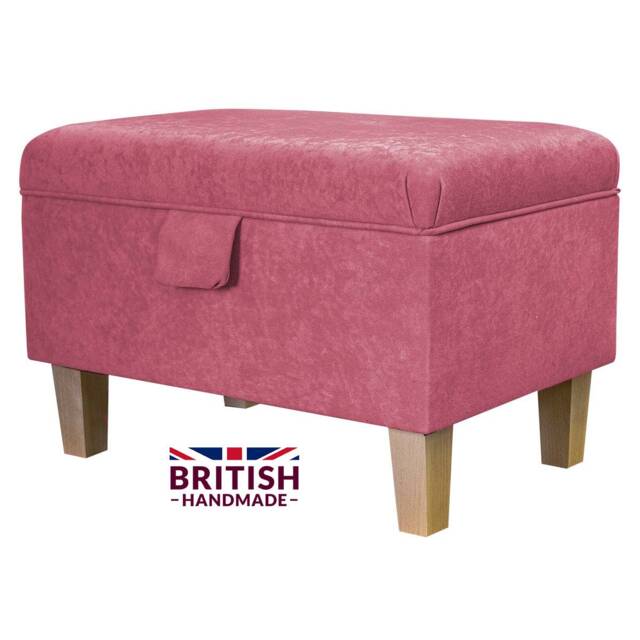 Flamingo Baby Pink Handmade Storage Ottoman Footstool - Upholstered Pouffe Toy Box British Bespoke Made - image 1