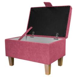 Flamingo Baby Pink Handmade Storage Ottoman Footstool - Upholstered Pouffe Toy Box British Bespoke Made - thumbnail 2