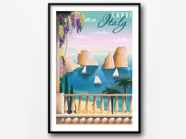 Capri Italy Vintage Travel Poster Retro Wall Art Print - image 1
