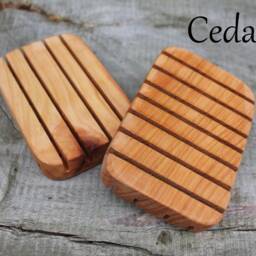 Wooden Soap Dish, Cedar Draining Handmade Zero Waste Dish With Drain - thumbnail 3