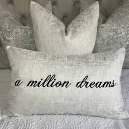 Any Text & Name Personalised Cushion Cover Embroidered Bolster Cushion, White Silver Luxury Fabric , Bedding Made To Order, Gift Decor - thumbnail 4