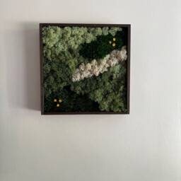 Preserved Moss Wall Art Square Frame With Reindeer & Flowers - Usa - Tariff Free - thumbnail 3