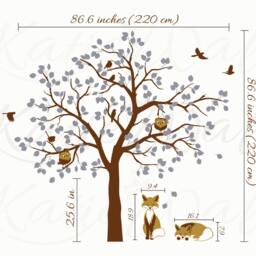 Nursery Tree Wall Decals Large Nursery Decoration White Playroom Tattoo Kw010 - thumbnail 2