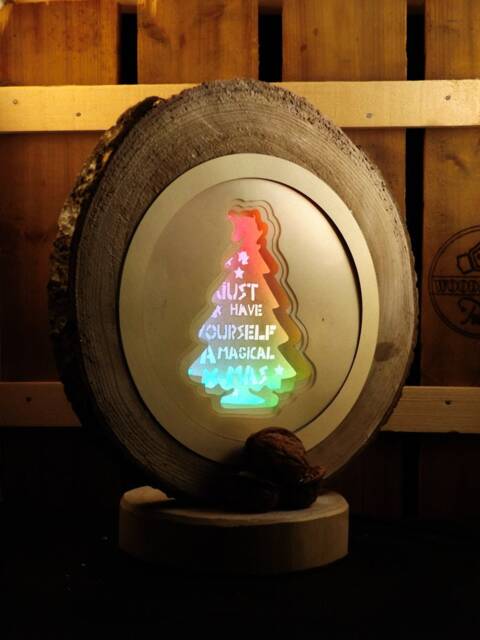 Christmas Unicorn Lamp, Changing Rainbow Colors, Magic Christmas, Atmosphere Wood With Paper Cutting & Led Lighting - image 1