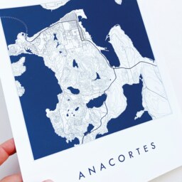 Anacortes Map Street Washington City Drawing Blueprint Style - Art Print Home Gift Puget Sound Ferry Vacation Rental Decor Fidalgo - thumbnail 4
