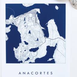 Anacortes Map Street Washington City Drawing Blueprint Style - Art Print Home Gift Puget Sound Ferry Vacation Rental Decor Fidalgo - thumbnail 2