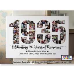 Year 1936 90Th Birthday Custom Picture Photo Collage Party Display Board Framed Canvas Print Mum Dad Grandad Nana Grandma Friend Gift - thumbnail 2