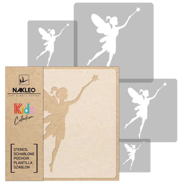 5 Pcs Fairy Large Wall Stencil For Painting - Reusable, Plastic Template Diy Craft Kids, Childrens, Baby Room Decor - image 1