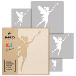 5 Pcs Fairy Large Wall Stencil For Painting - Reusable, Plastic Template Diy Craft Kids, Childrens, Baby Room Decor - thumbnail 1