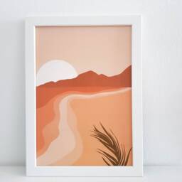 Art Print Boho Sunset A4 Print/Landscape Poster Warm Colors Abstract Image Sea Minimal Shapes - thumbnail 2