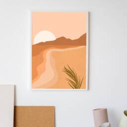 Art Print Boho Sunset A4 Print/Landscape Poster Warm Colors Abstract Image Sea Minimal Shapes - thumbnail 3