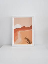 Art Print Boho Sunset A4 Print/Landscape Poster Warm Colors Abstract Image Sea Minimal Shapes - thumbnail 1