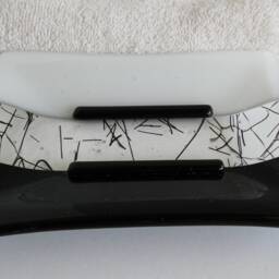 Fused Glass Soap Dish in Black & White By Bprdesigns - thumbnail 3