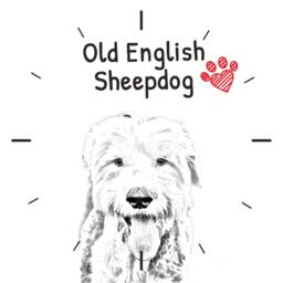 Old English Sheepdog, Free Standing Mdf Floor Clock With An Image Of A Dog - thumbnail 2