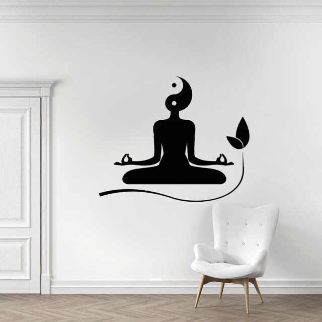 Yoga Pose Wall Decal Lotus Mandala, Buddha Decor T638 - image 1