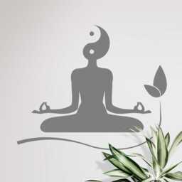 Yoga Pose Wall Decal Lotus Mandala, Buddha Decor T638 - thumbnail 2
