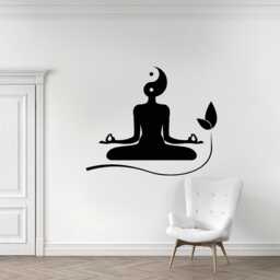 Yoga Pose Wall Decal Lotus Mandala, Buddha Decor T638 - thumbnail 1