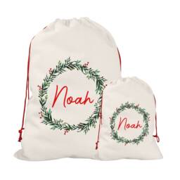 Personalised Christmas Sack - Custom Stocking - Holly Wreath For Kids, Children's Santa - thumbnail 3