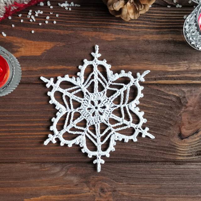 Crochet Snowflake Ornament Large Cotton Christmas Decor, Made To Order - image 1