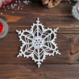 Crochet Snowflake Ornament Large Cotton Christmas Decor, Made To Order