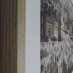 L S Lowry Art Print - Lancashire Town Light Oak Finish Frame With White Mount & Textured Image - thumbnail 3