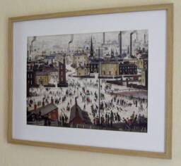 L.s. Lowry Art Print - Lancashire Town Oak Finish Frame With Mount & Textured Image