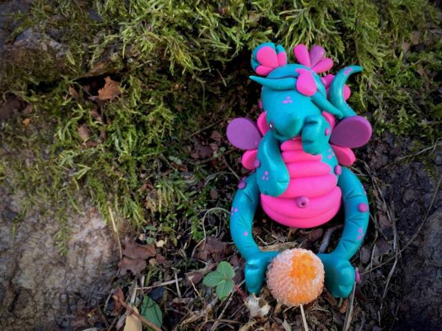 "Christmas Polymer Clay Dragon Gumdrop Series - ""Sugar" - image 1