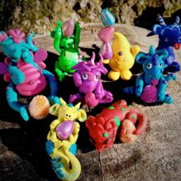 "Christmas Polymer Clay Dragon Gumdrop Series - ""Sugar" - thumbnail 2