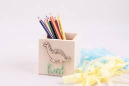 Personalized Wooden Pen Cup Dino , Holder