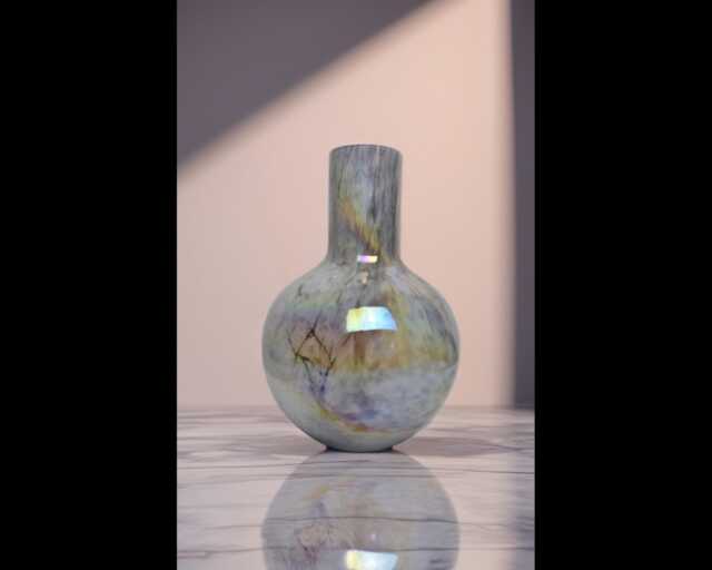 Glass Vase - Mouth Blown Table Hand Painted Design Handmade -Art Decor Wedding Gift Home Decor- Idea- Grey - image 1